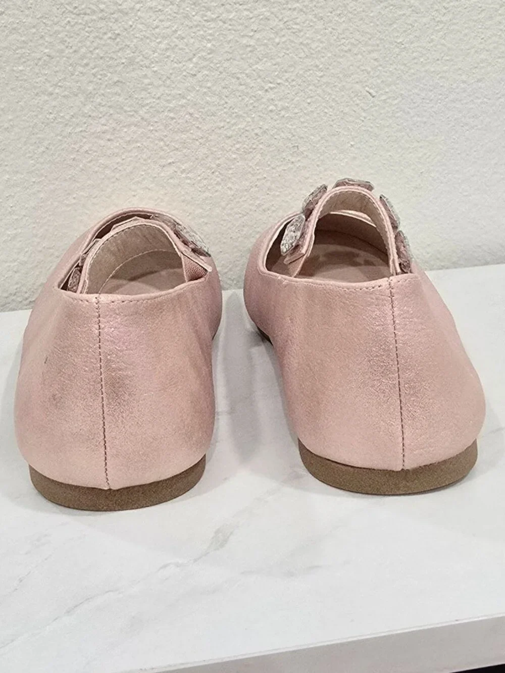 The Children’s Place ✦ Pink Glitter Mary Jane Flats ✦ Rhinestone Strap 5 NWT